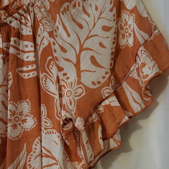 CORVIA ORANGE AND WHITE FLORAL TOP - Picture 5 of 7